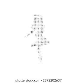 The ballerina symbol filled with black dots. Pointillism style. Vector illustration on white background