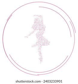 The ballerina symbol filled with pink dots. Pointillism style. Vector illustration on white background