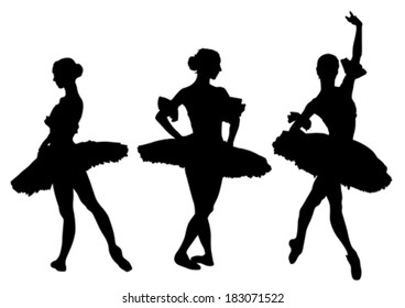 Ballerina in theatrical costume on a white background