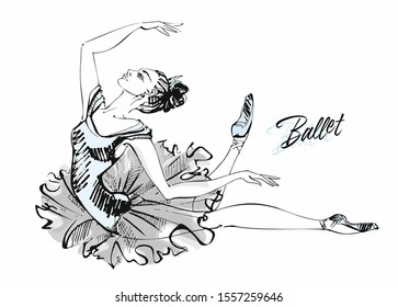 Ballerina in a tutu. Graphics.  Vector illustration.