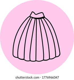 Ballerina Tutu Icon In Black On A Pink Background