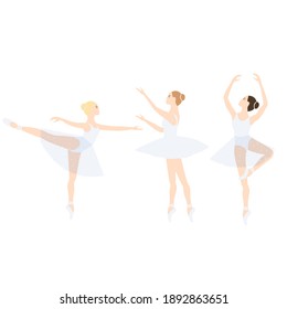 Ballerina in tutu and pointe shoes, ballet pose, dancing and posing, vector ballet