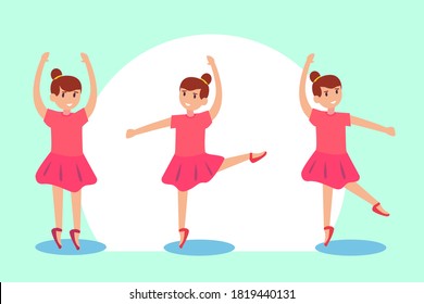 Ballerina vector concept: Group of ballerina dancing ballet together while wearing ballerina costume 