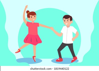 Ballerina vector concept: Young ballerina and young boy dancing together 