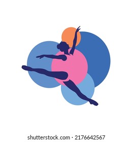 ballerina vector illustration isolated pink blue orange pastel colors circle background