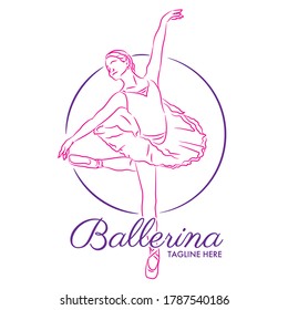 Ballerina vector illustration in line draw style, good for Ballet fashion shop and school logo 