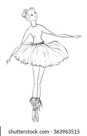 Ballerina. Vintage black and white hand drawn vector illustration in sketch style