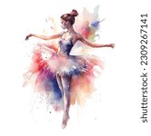 ballerina watercolor hand paint illustration