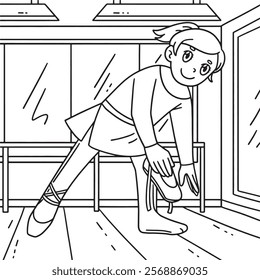 Ballerina Wearing Shoes Coloring Page for Kids