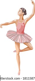 Ballerina wearing tutu on point vector illustration on white background