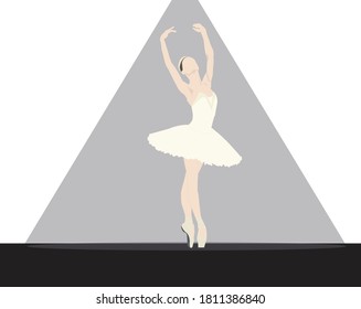 Ballerina is wearing a white dress