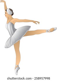 ballerina in white dress in a graceful pose