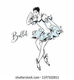 Ballerina. White swan. Ballet. Vector illustration.