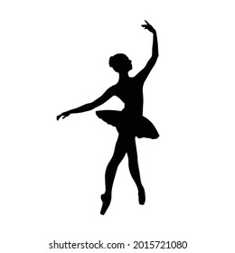 Ballerina woman silhouette vector illustration black and white