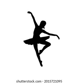 Ballerina woman silhouette vector illustration black and white