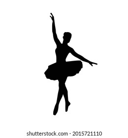 Ballerina woman silhouette vector illustration black and white
