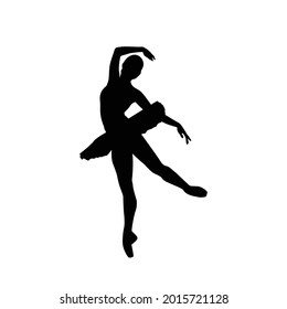 Ballerina woman silhouette vector illustration black and white