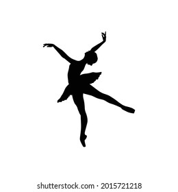 Ballerina woman silhouette vector illustration black and white