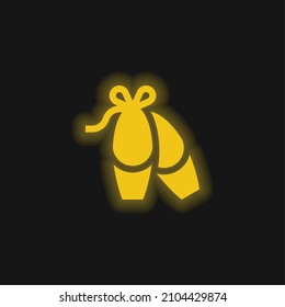Ballerina yellow glowing neon icon