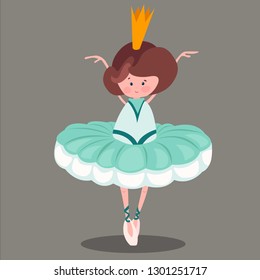 Ballerina.Dancing ballerina in the crown and pointe. Vector image
