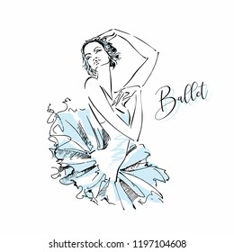 Ballerina.Odette. White swan. Ballet. Vector illustration.