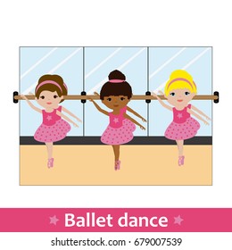 Ballerinas with bar and mirror