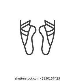 Ballerina's feet line icon. Ballet Shoe linear style sign for mobile concept and web design. Pointe shoe outline vector icon. Symbol, logo illustration. Vector graphics