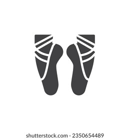 Ballerina's feet vector icon. Ballet Shoe filled flat sign for mobile concept and web design. Pointe shoe glyph icon. Symbol, logo illustration. Vector graphics