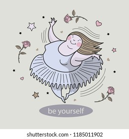 Ballerinas in motion. Comic, vector, color illustration.