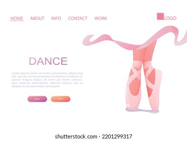 Ballerina's pointe shoes. Vector illustration. Web site, template, poster.