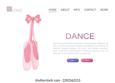 Ballerina's pointe shoes. Vector illustration. Web site, template, poster.