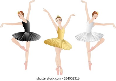 Ballerinas set isolated on white