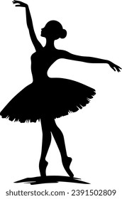 Ballerinas Silhouette auf weißem Hintergrund, Vektorgrafik