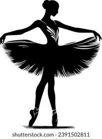 Ballerinas Silhouette auf weißem Hintergrund, Vektorgrafik