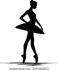 Ballerinas Silhouette auf weißem Hintergrund, Vektorgrafik