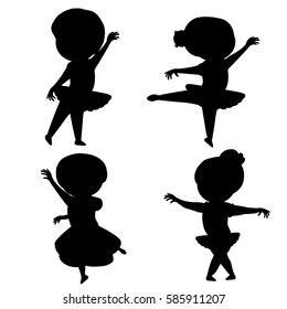 Set Silhouettes Little Ballerinas Stock Illustration 395798707 ...