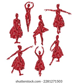 Ballerinas Silhouettes With Liquid Marble Texture Vector Illustration
