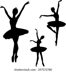 Ballerinas Silhouettes Set, isolated on white