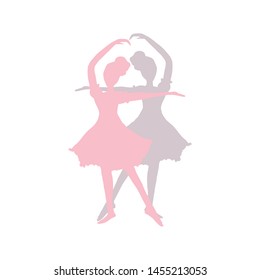Ballerinas soft silhouettes on white background. Dancing ballet girls. Dancers illustration.