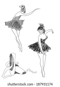 Ballerinas in studio. Sketch.