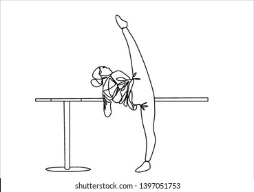 Ballerinas training continuous line drawing