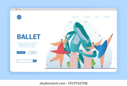 Ballet abstract concept with dancing disproportionate ballerinas. Flat cartoon vector illustration. Website, webpage, landing page template