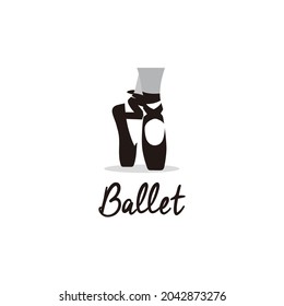 Ballet academy dance studio shoe silhouette logo design icon vector illustration