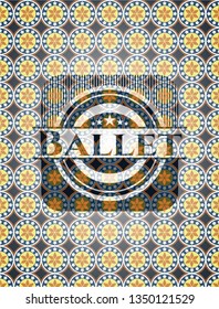 Ballet arabesque style emblem. arabic decoration.