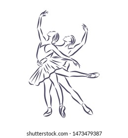 Ballet artiste, Classic ballet , contour vector illustration 