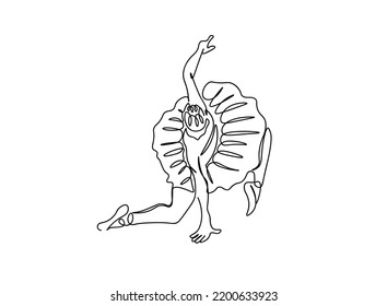 Ballet, Ballerina Dance girl single line art drawing, continues line vector illustration