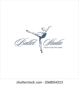 Ballet Ballerina Dancer Logo Design Vector Image