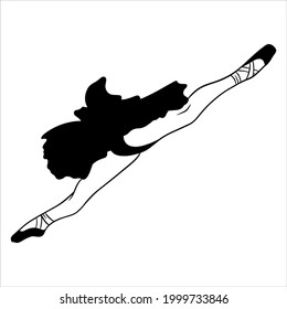 Ballet. Ballerina's legs in a tutu and pointe. Silhouette. Vector illustration for design and decoration.