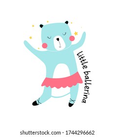 Ballet bear print design. Vector illustration design for fashion fabrics, textile graphics, prints.
