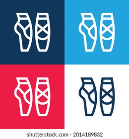 Ballet blue and red four color minimal icon set